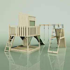 PolarPlay Kids Climbing Tower & Playhouse with Swing and Slide - Climb & Swing Tyra Sage