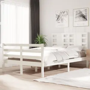 Berkfield Bed Frame White Solid Wood Pine 120x200 cm