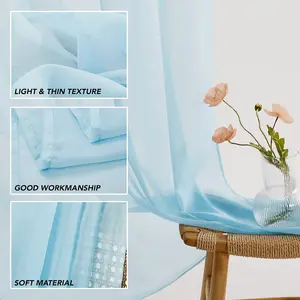 Deconovo Soild Eyelet Semi Transparent Net Curtains Voile Curtains Decorative Sheer Curtans 55 x 72 Inch Sky Blue 2 Panels