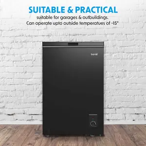 Stylish 99L Black Freestanding Chest Freezer with Versatile Refrigeration Mode