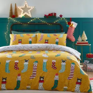 furn. Meowy Christmas Reversible Duvet Cover Set