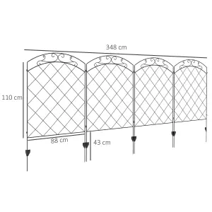 Outsunny 4PCs Decorative Garden Fencing 43in x 11.4ft Steel Border Edging Swirls