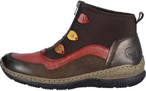 Rieker Womens N3277-25 Eagle Brown Combi Front Zip Ankle Boots Product