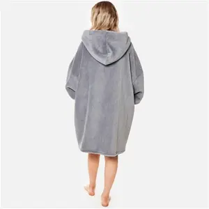 Sienna Sherpa Zip Up Hoodie Blanket, Adults - Charcoal Grey