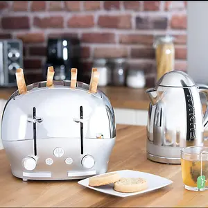 The Funky Appliance Company 1.7 Litre Kettle and 4 Slice Toaster Set Chrome