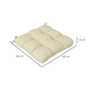 Outsunny Set of 4 Outdoor Seat Cushion with Ties, for Garden Furniture, Beige