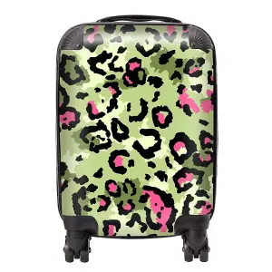 Green And Pink Leopard Print Suitcase - Small