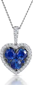 0.80Ct Sapphire Lab Diamond Heart Pendant Necklace In 9K White Gold