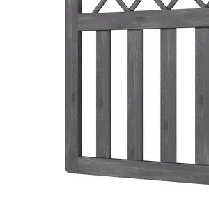 4x3 ft Outdoor Grey Cross Top Garden Wooden Gate Fence Patio Gate