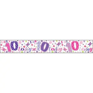 Simon Elvin I Am 10 Today Holographic Foil Banner Multicoloured (Pack of 6)