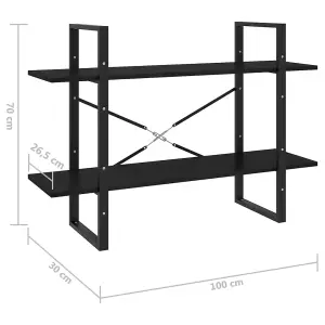 Berkfield 2-Tier Book Cabinet Black 100x30x70 cm Solid Pine Wood