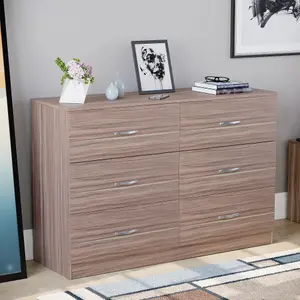 Vida Designs Riano Walnut 6 Drawer Chest (H)800mm (W)1200mm (D)400mm