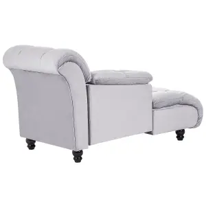 Right Hand Velvet Chaise Lounge Grey LORMONT