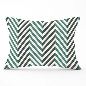 Geometric Herringbone Chevron Blues Cushions 33cm x 48cm