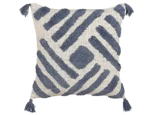 Throw Cushion JACARANDA Cotton 45 x 45 cm Geometric Tufted Blue