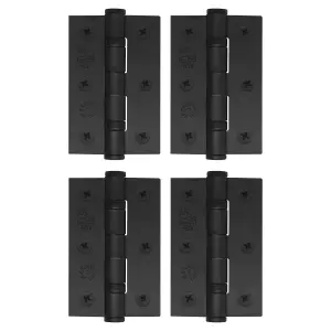 AFIT Matt Black Door Hinges - 3 Inch / 76mm  Internal Fire Door Hinges - 2 Pairs