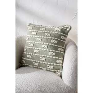 Indoor / Outdoor Striped Square Throw Cushion Green