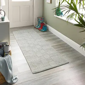 Grey Geometric Wool Handmade , Modern Rug Easy to clean Living Room and Bedroom-120cm X 170cm