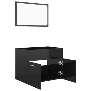 Berkfield 2 Piece Bathroom Furniture Set High Gloss Black Engineered Wood