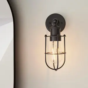 Luminosa Treviso Bathroom Metal Wall Lamp, Matt Black Finish, IP44