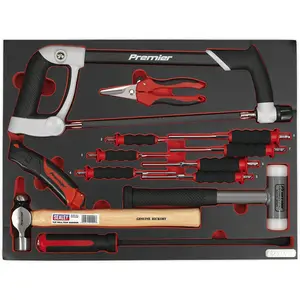 Premium 13-Piece Mechanics Tool Kit with Hacksaw, Hammers, and Punches