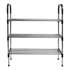 3 Tiers Black Freestanding Shoe Rack Shoe Storage Organizer Saving Space Shelves