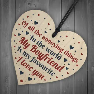 Red Ocean Funny Rude BOYFRIEND Gift For Valentines Anniversary Birthday Handmade Wooden Heart Sign Gift For Him Keepsake