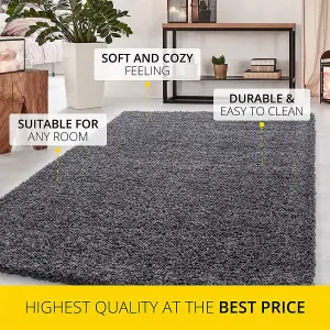 Dark Grey Rug Small Large Shaggy Rug Modern Rugs Living Room Extra Large Small Medium Rectangular Soft Touch Thick Pile 120x170 cm