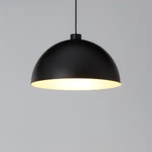 GoodHome Songor Black Gold effect Dome Light shade (D)38cm