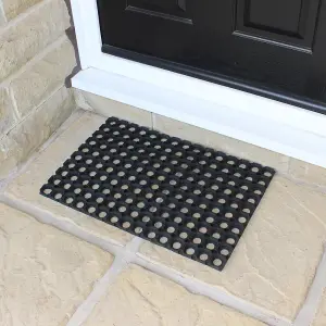 JVL Rondo Rubber Ring Scraper Doormat, 40x60cm, Pack of 2