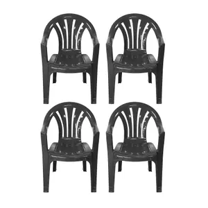 simpa Solana Anthracite Plastic Garden Chairs - Set of 4