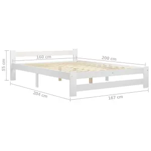 Berkfield Bed Frame White Solid Pine Wood 160x200 cm