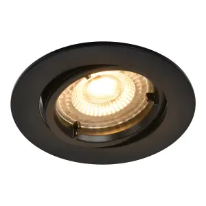 GoodHome Salk Black Adjustable LED Warm white Downlight 4.8W IP20, Pack of 3