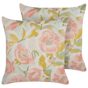 Set of 2 Cushions ZAHRIYE 45 x 45 cm Floral Pink