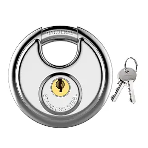 Securit 70mm Silver Discus Padlock Stainless Steel with x3 Keys