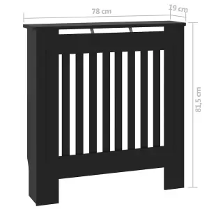 Berkfield MDF Radiator Cover Black 78 cm