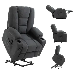 HOMCOM Riser and Recliner Chair w/ Remote, Lift Chair for Elderly, Charcoal Grey