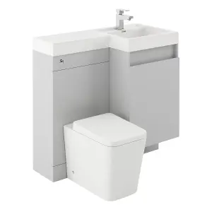 Solstice Gloss Light Grey Right Hand Bathroom Vanity Basin & WC Unit Combination (W)900mm (H)890mm