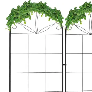 Outsunny Set of 2 Metal Trellis for Climbing Plants, Grid Design, 50 x 180cm