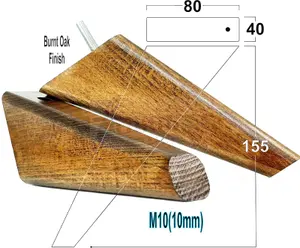 SET OF 4 REPLACEMENT FURNITURE SQUARE FEET BURNT OAK WASH TAPERED WOODEN LEGS 150mm HIGH M10