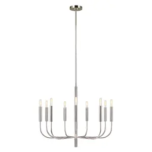 Elstead Brianna 9 Light Chandelier, Polished Nickel, E14