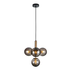 Luminosa Ravena Modern 4 Light Globe Pendant Ceiling Light, E27 LED