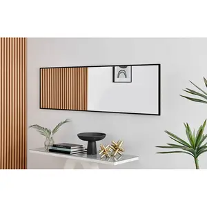 Alcantera Rectangle Metal Frame Wall Mirror Simple and Elegant Modern Design Black / 170cm H x 50cm W