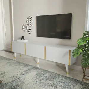 Milagro Modern Tv Unit Tv Stand Gloss White&Gold