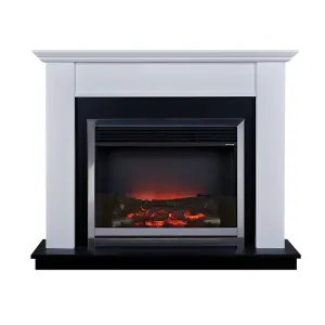 Suncrest Antigua White MDF & stainless steel Freestanding Electric fire suite