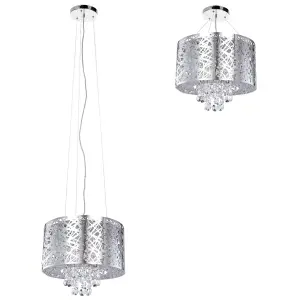 Litecraft Ashley Chrome 6 Lamp Drum Ceiling Light Pendant