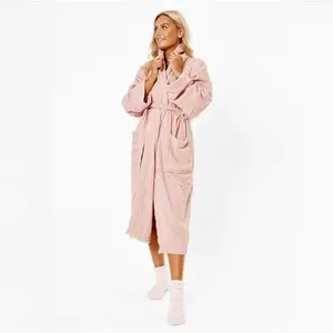 Brentfords 100% Cotton Towelling Dressing Gown, Adults - Blush Pink