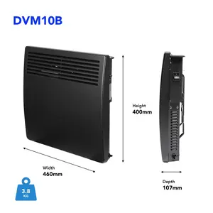 Devola Electric Panel Heater 1000W Low Energy Free Standing or Wall Radiator, Adjustable Thermostat with Programmable Timer Black