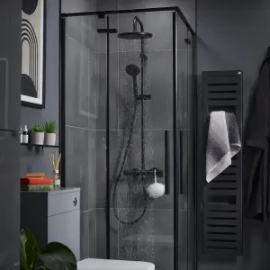 GoodHome Cavally 3-spray pattern Black Thermostatic Shower kit