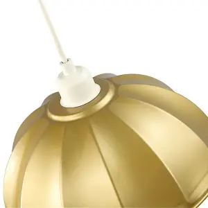 Modern Satin Gold Pendant Lighting Shade with Domed Shape and Outer Trim Lip